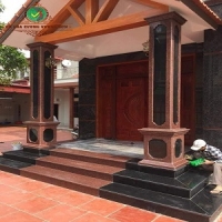 Tam Cấp Đá Hoa Cương Đen Ấn Độ Kết Hợp Đỏ Ấn Độ – Điểm Nhấn Sang Trọng Dẫn Đầu Xu Hướng Kiến Trúc Hiện Đại
